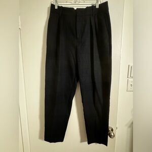 Pleated plaid navy mango women’s dress trousers /  size 8